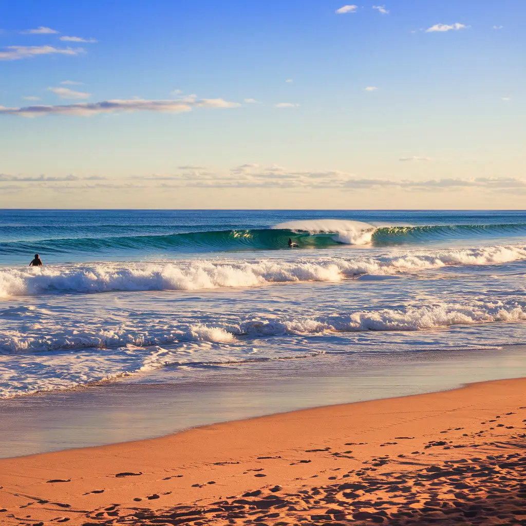 photo of Whale Beach in Sydney NSW, with a plumber looking out at the waves on a sunny afternoon